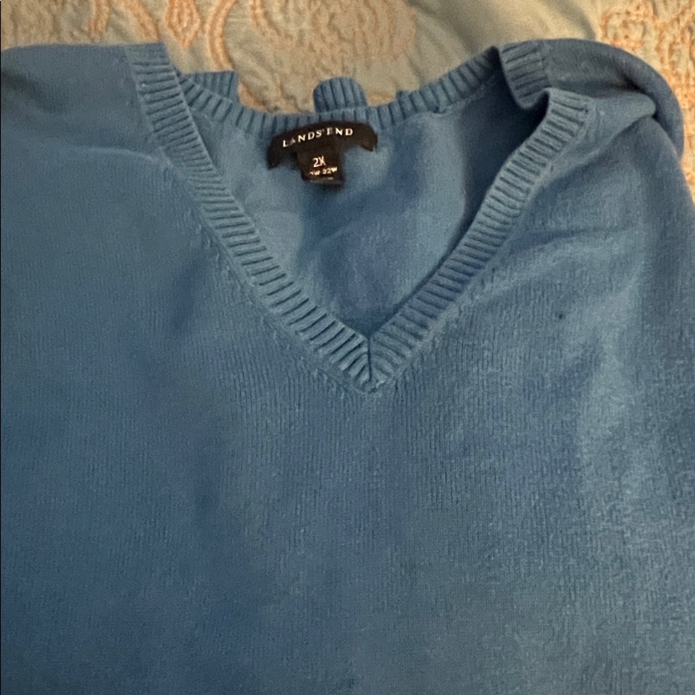 Lands' End Women’s V-Neck Sweater in Sky Blue